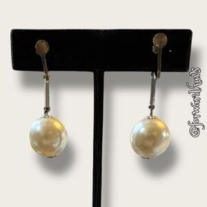 Antique JAPAN Faux Pearl Dangle Screw-Back Non-Pierced Earrings